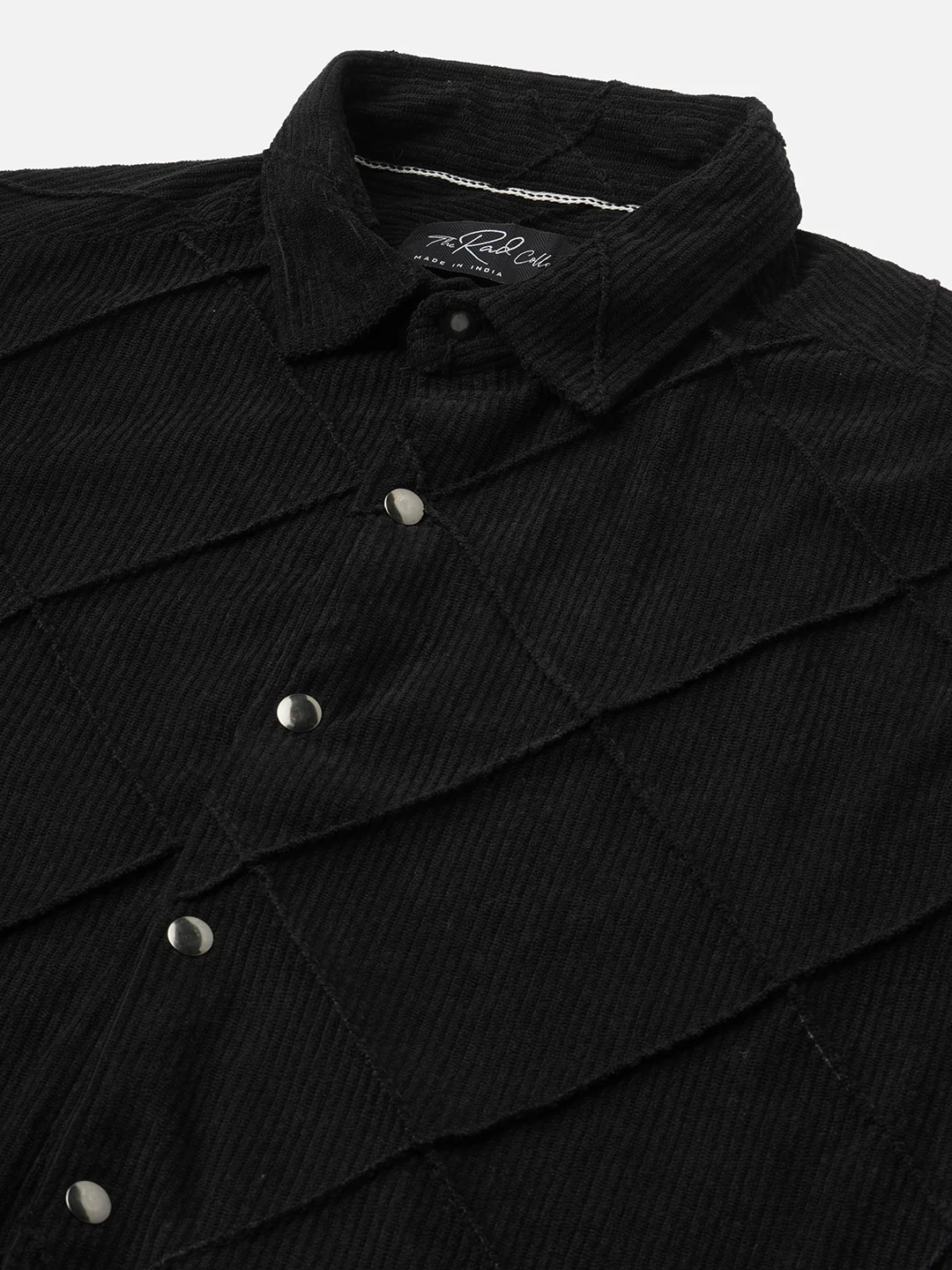 Black Nightline Diamond Stitch Corduroy Shirt - Image 3