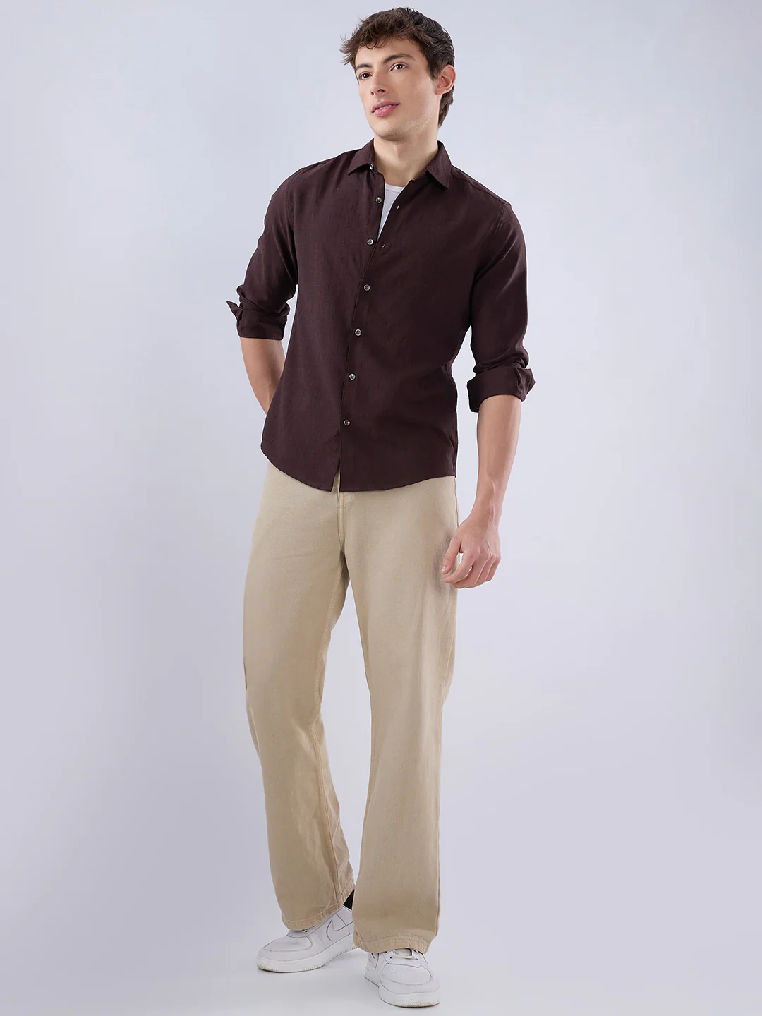 Brunette Brown Slub Textured Shirt - Image 8