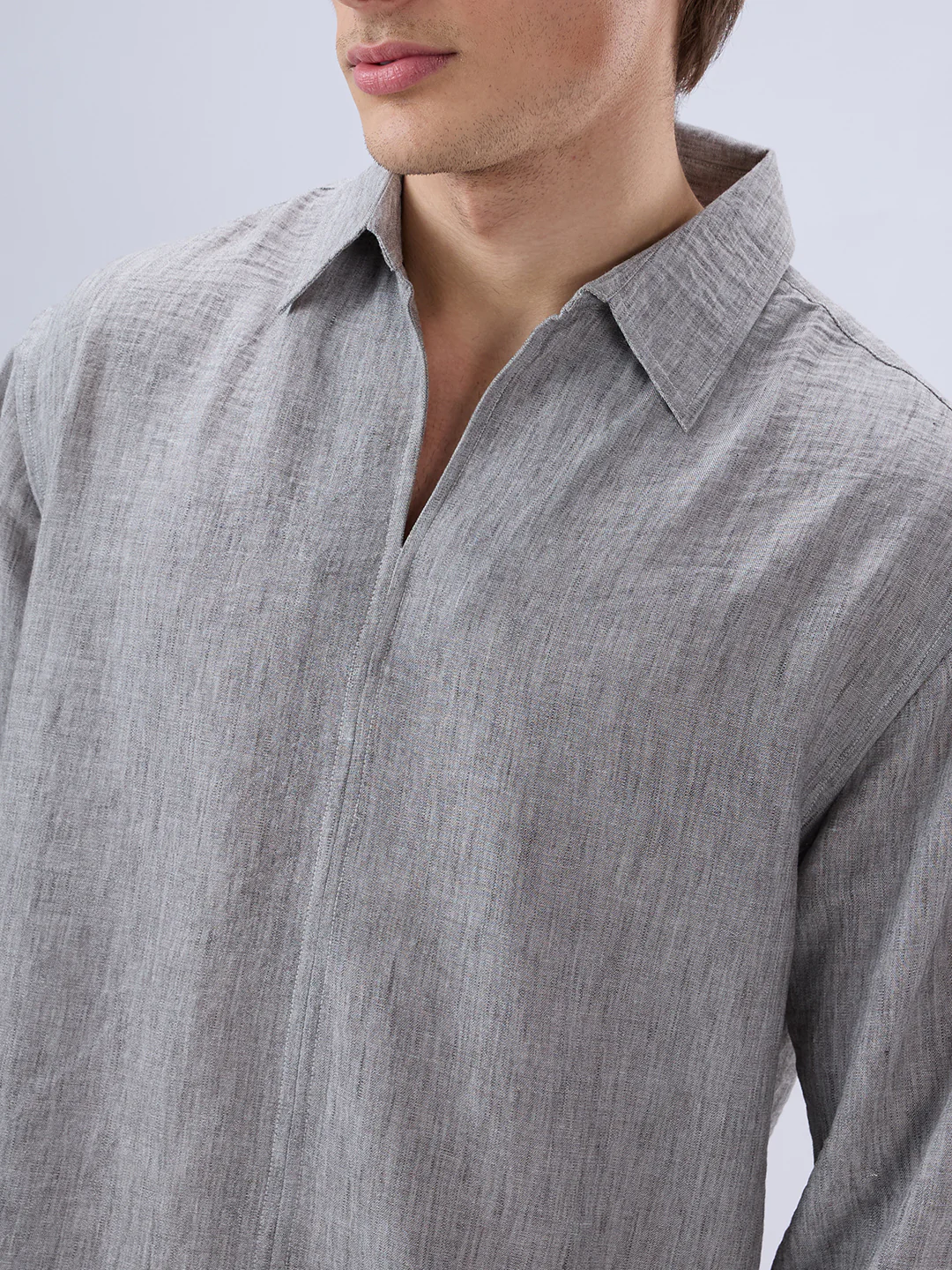 Classic Grey Center Seam Oversized Polo Shirt - Image 3