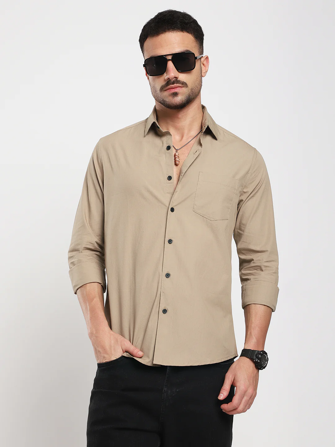 Classic Khaki Poplin Shirt