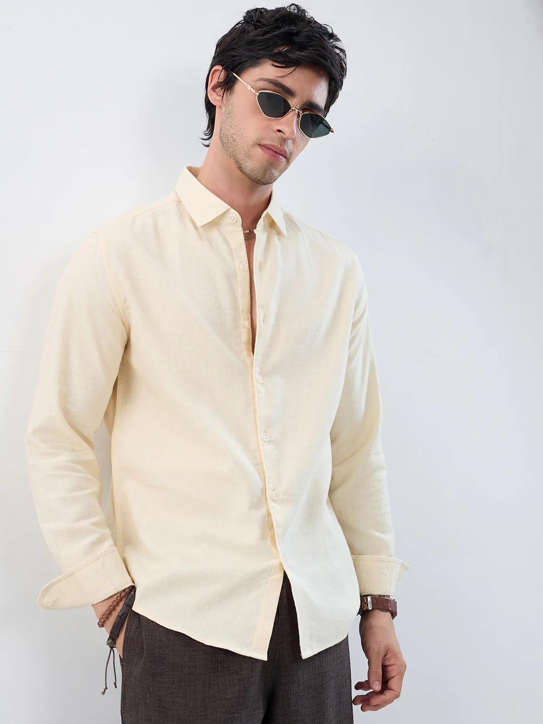 Creamstone Micro-Weave Textured Shirt