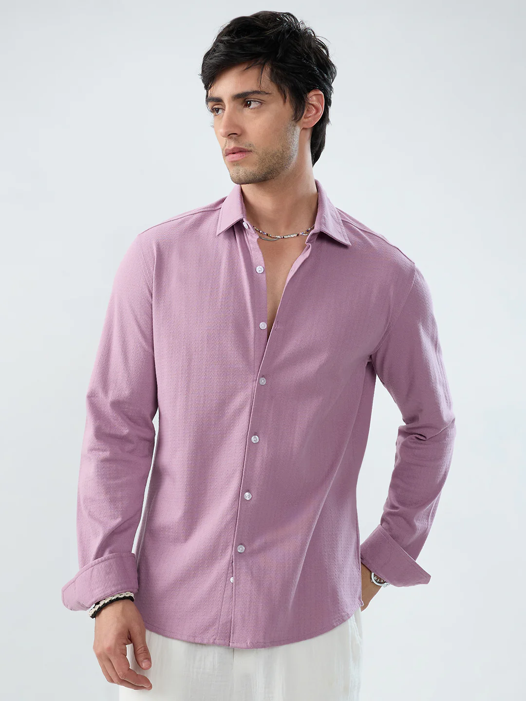 Elegant Turkish Rose Pink Knitted Shirt - Image 4