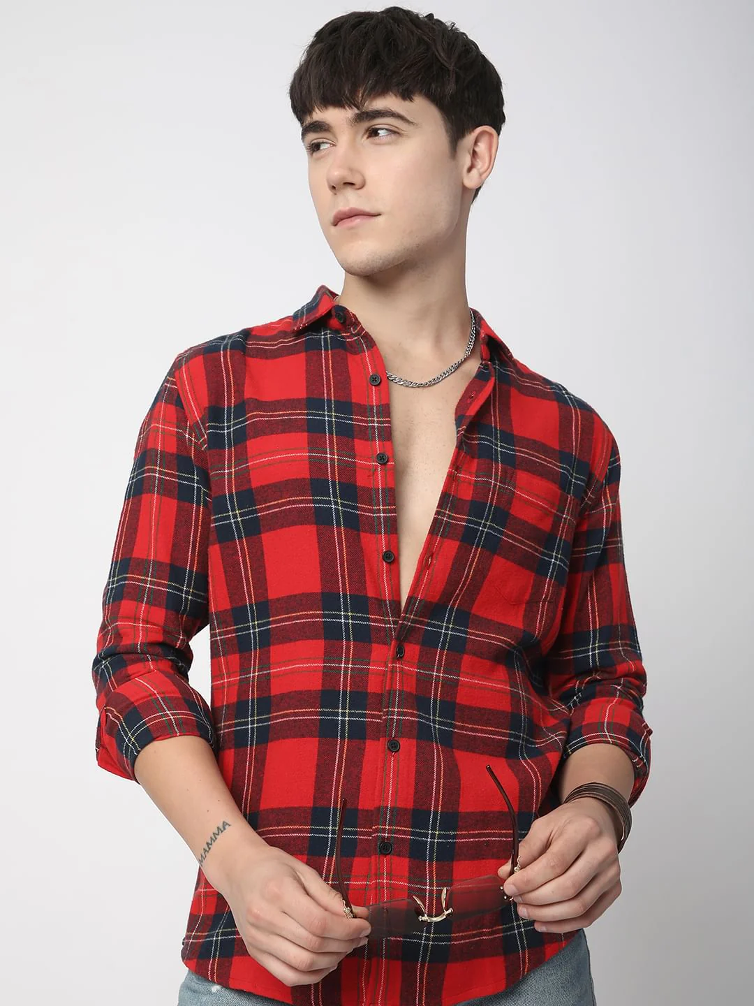 Flannel Red & Black Plaid Checks Shirt