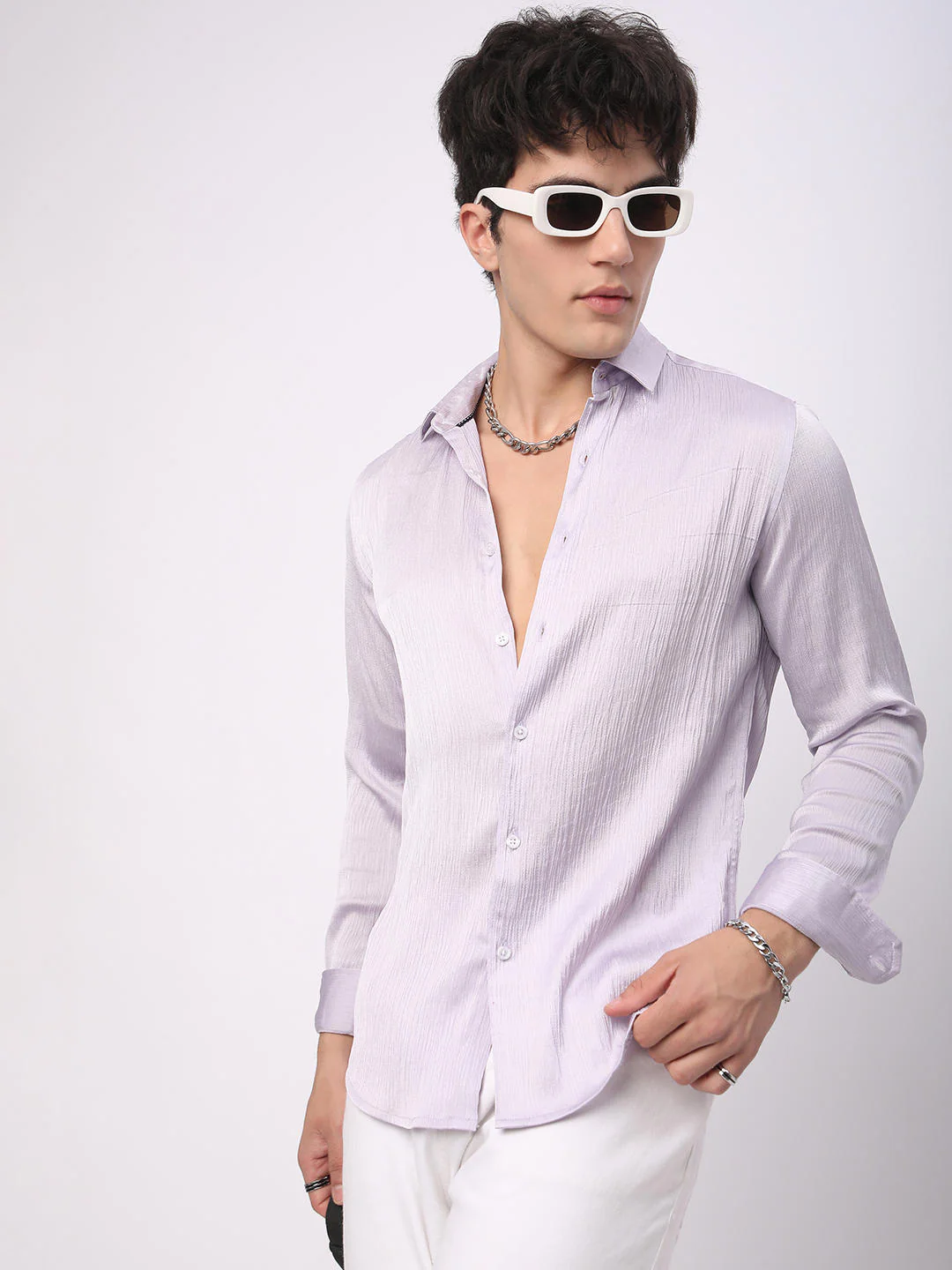 Glinty Periwinkle Crinkled Shirt