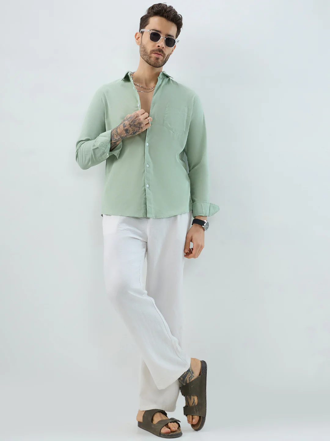 Green Pistachio Pop Slub Shirt - Image 7