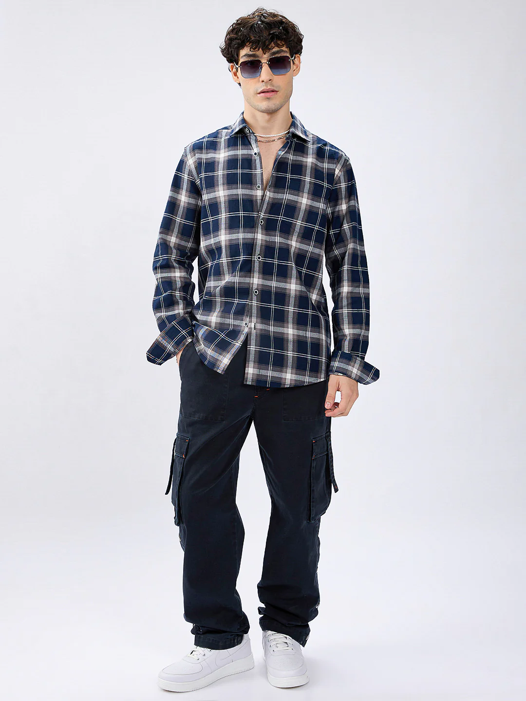 Modish Navy & Grey Tartanique Checkered Shirt - Image 7