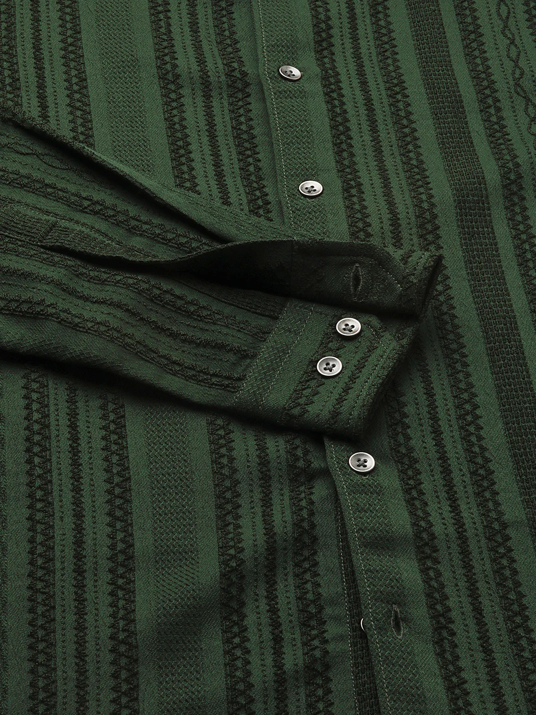 Mughal Green Jacquard Striped Shirt - Image 9