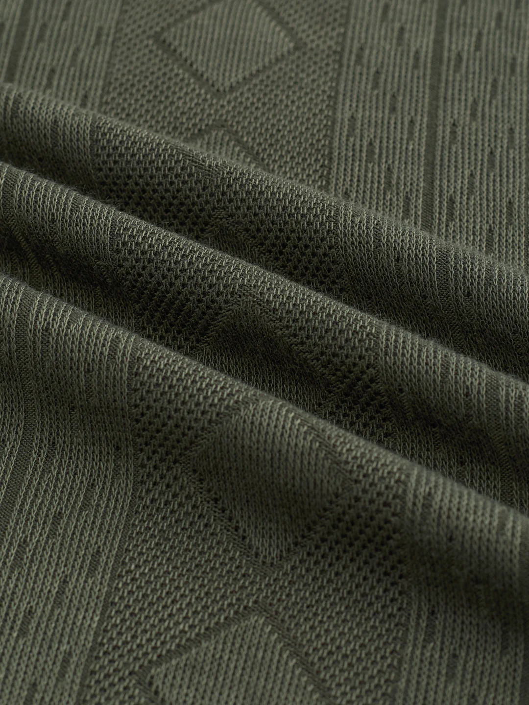 Olive Contrast Polo Neck Knit T-shirt - Image 3