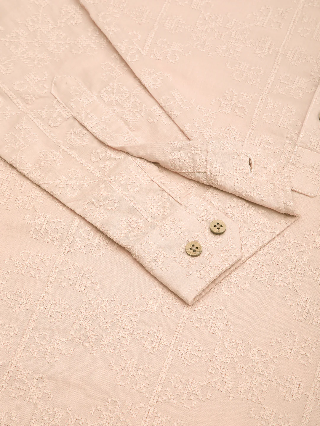 Pastel Peach Blossom Embroidery Kurta - Image 8