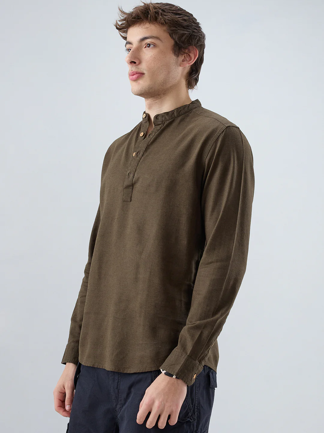 Premium Olive Green Linen Blend Kurta - Image 6