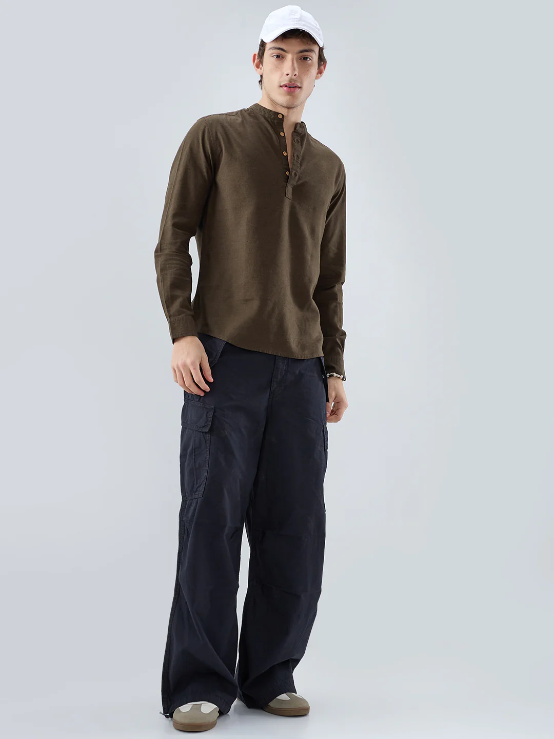 Premium Olive Green Linen Blend Kurta - Image 8