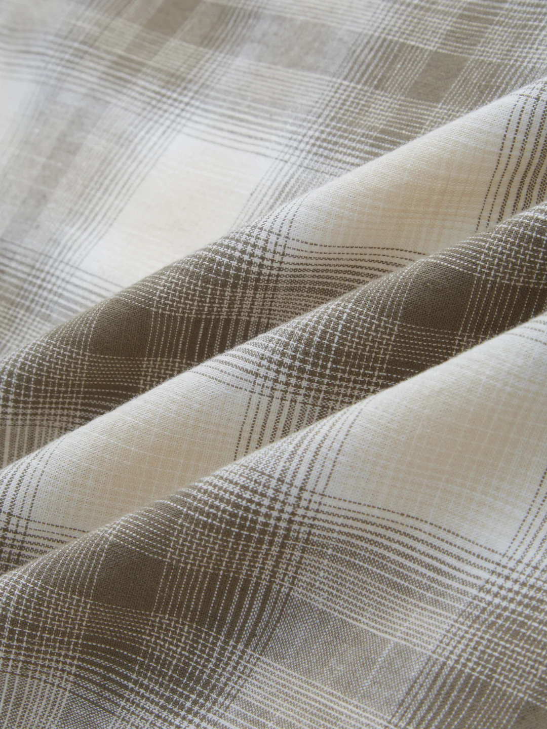 Premium Saddle Brown & White Plaid Linen Blend Checks Shirt - Image 3
