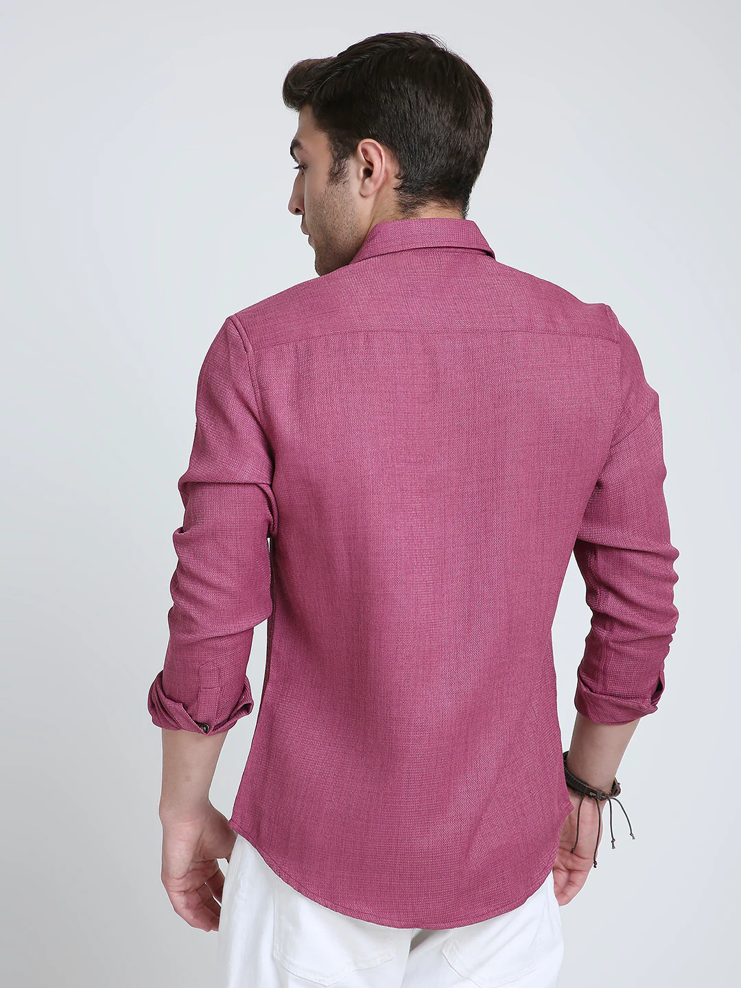 Rose Pink Mosaic Textured Shirt - Image 7