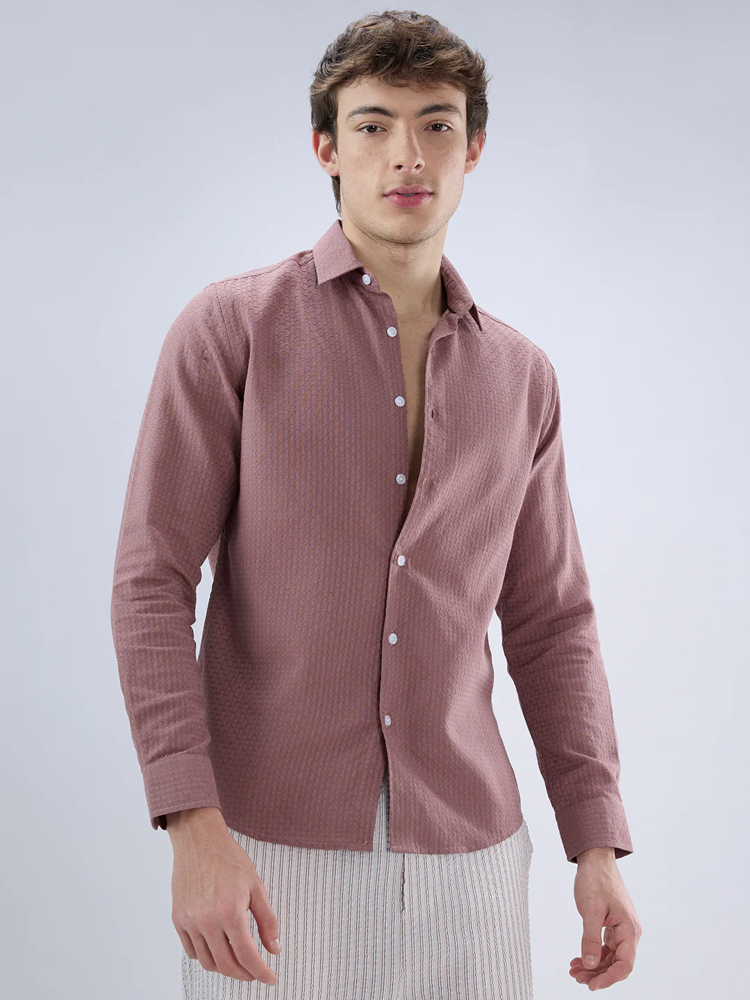 Rosewood Pink Textured Shirt - Image 5