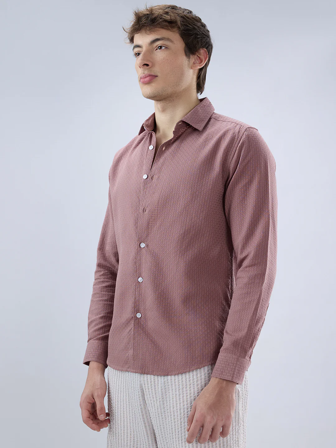Rosewood Pink Textured Shirt - Image 7