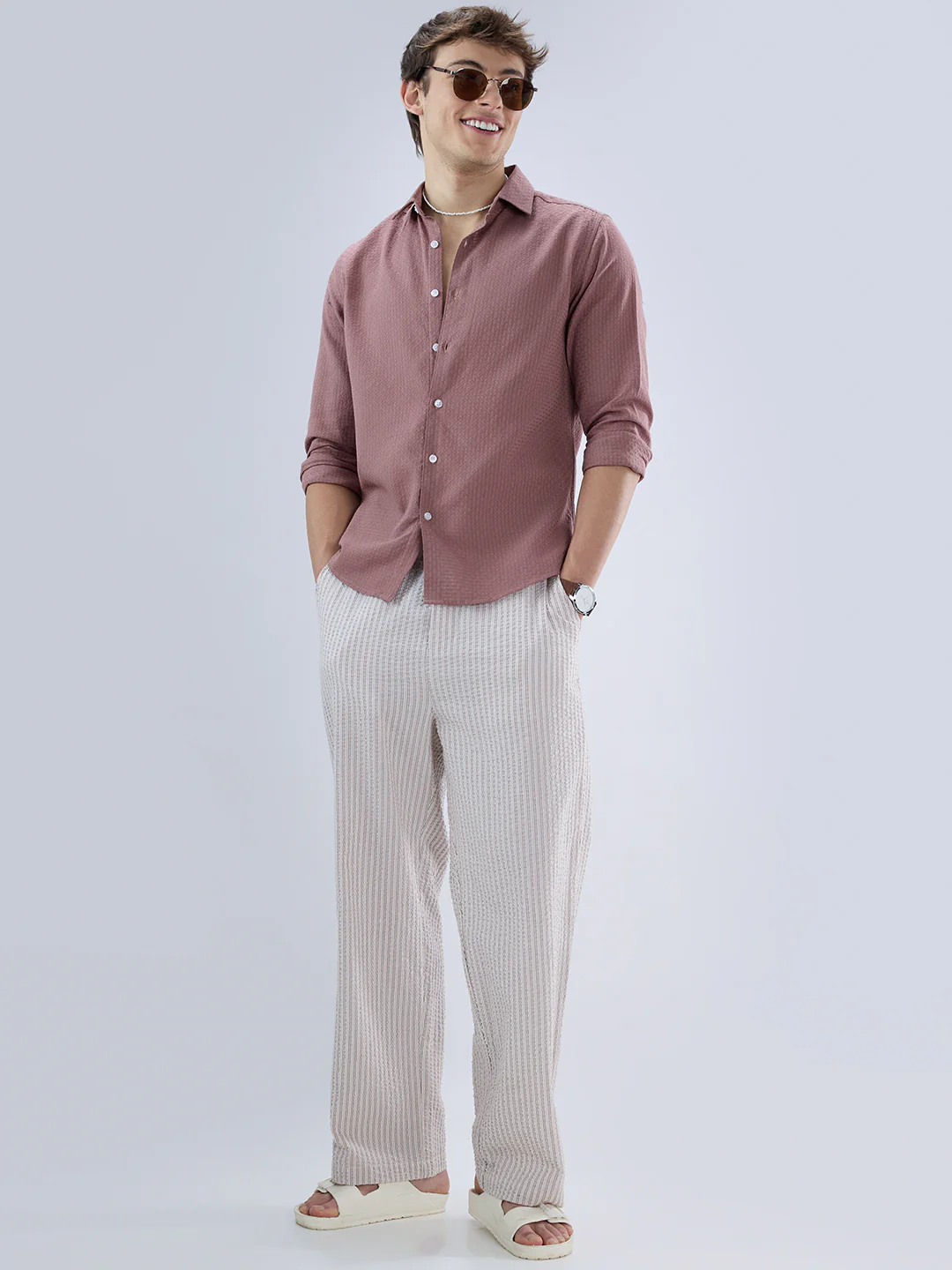 Rosewood Pink Textured Shirt - Image 9