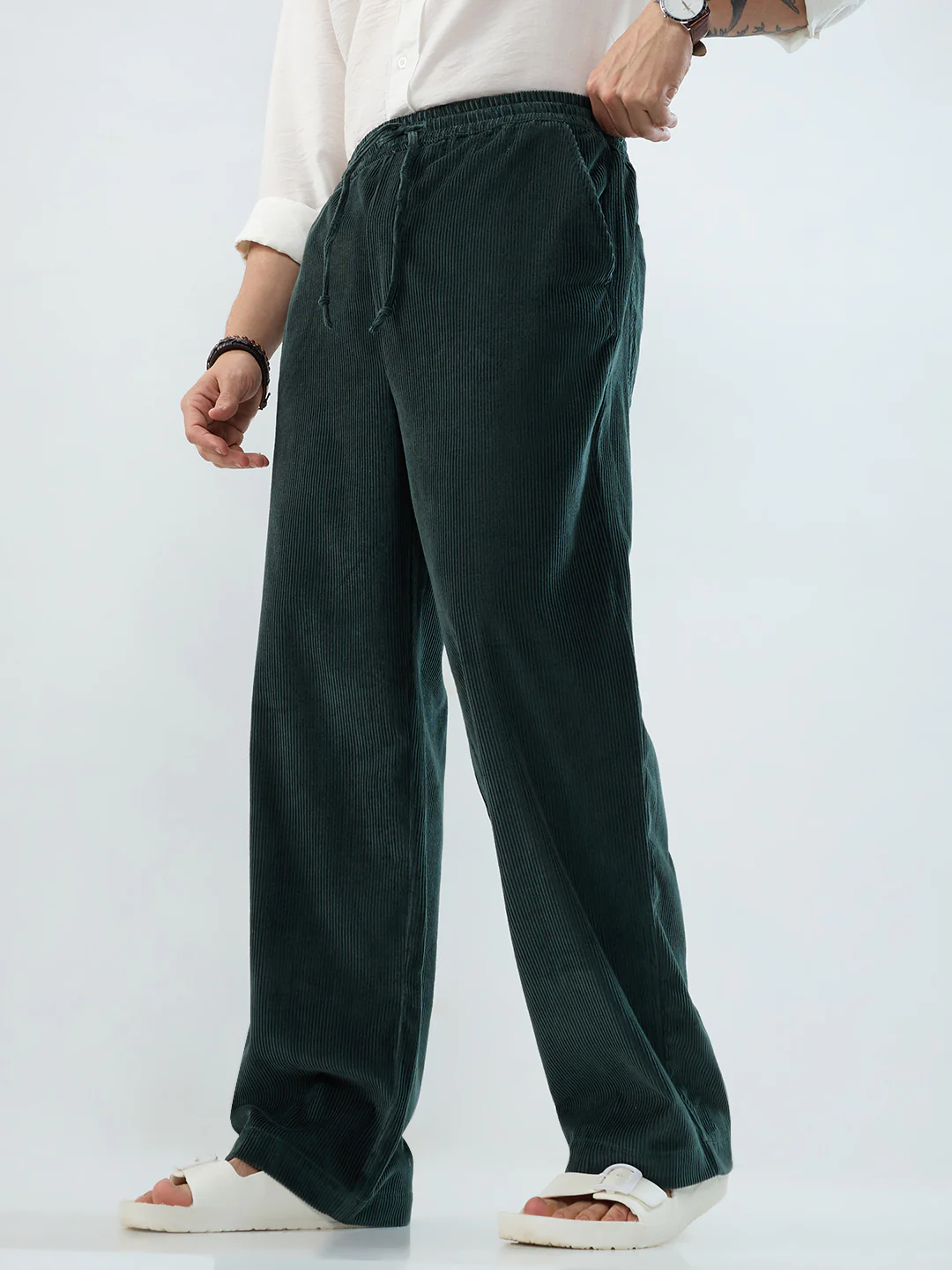 Sacremento Green Corduroy Straight-Fit Trousers - Image 6