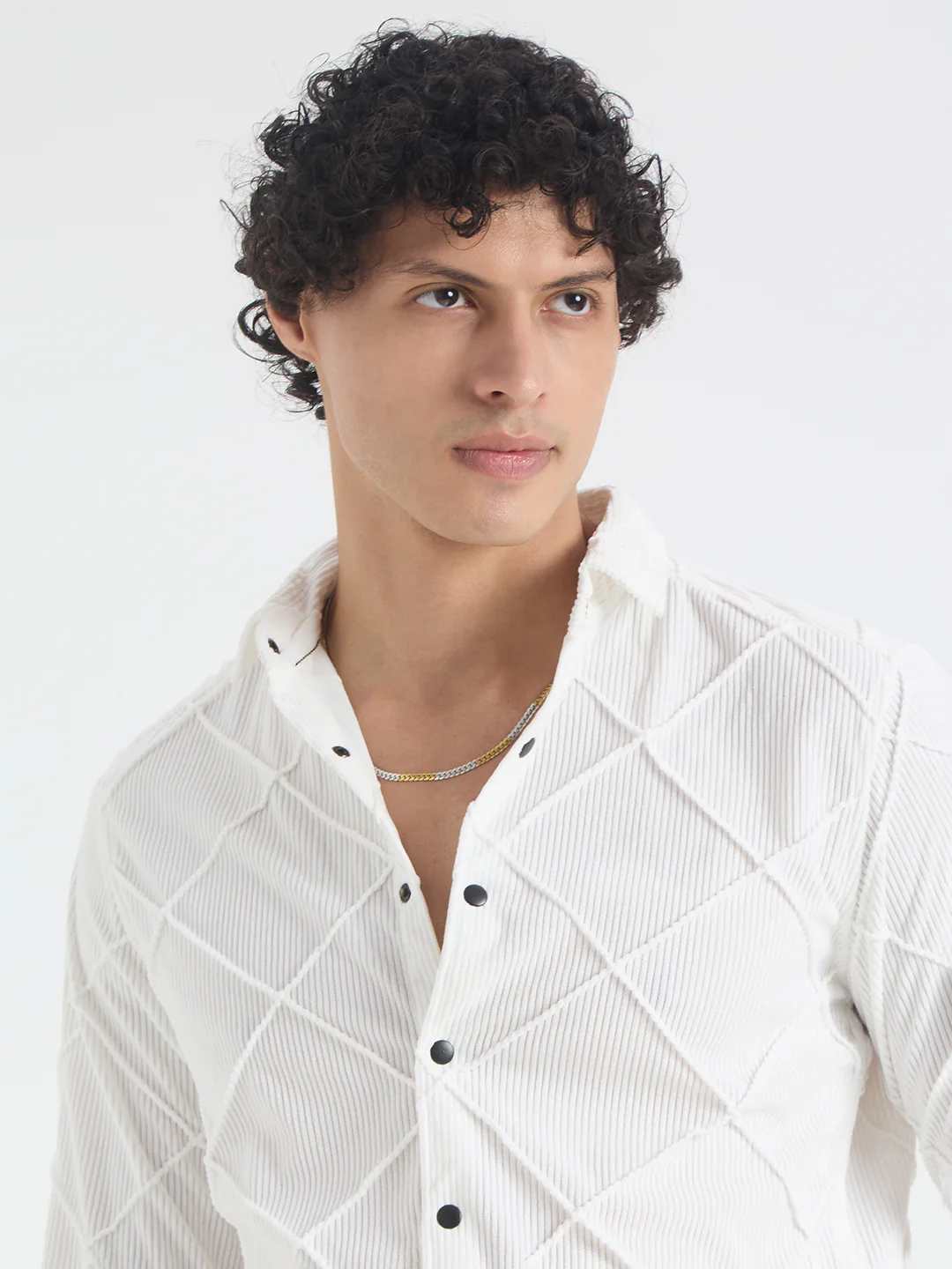 Snow White Textured Corduroy Shirt - Image 3