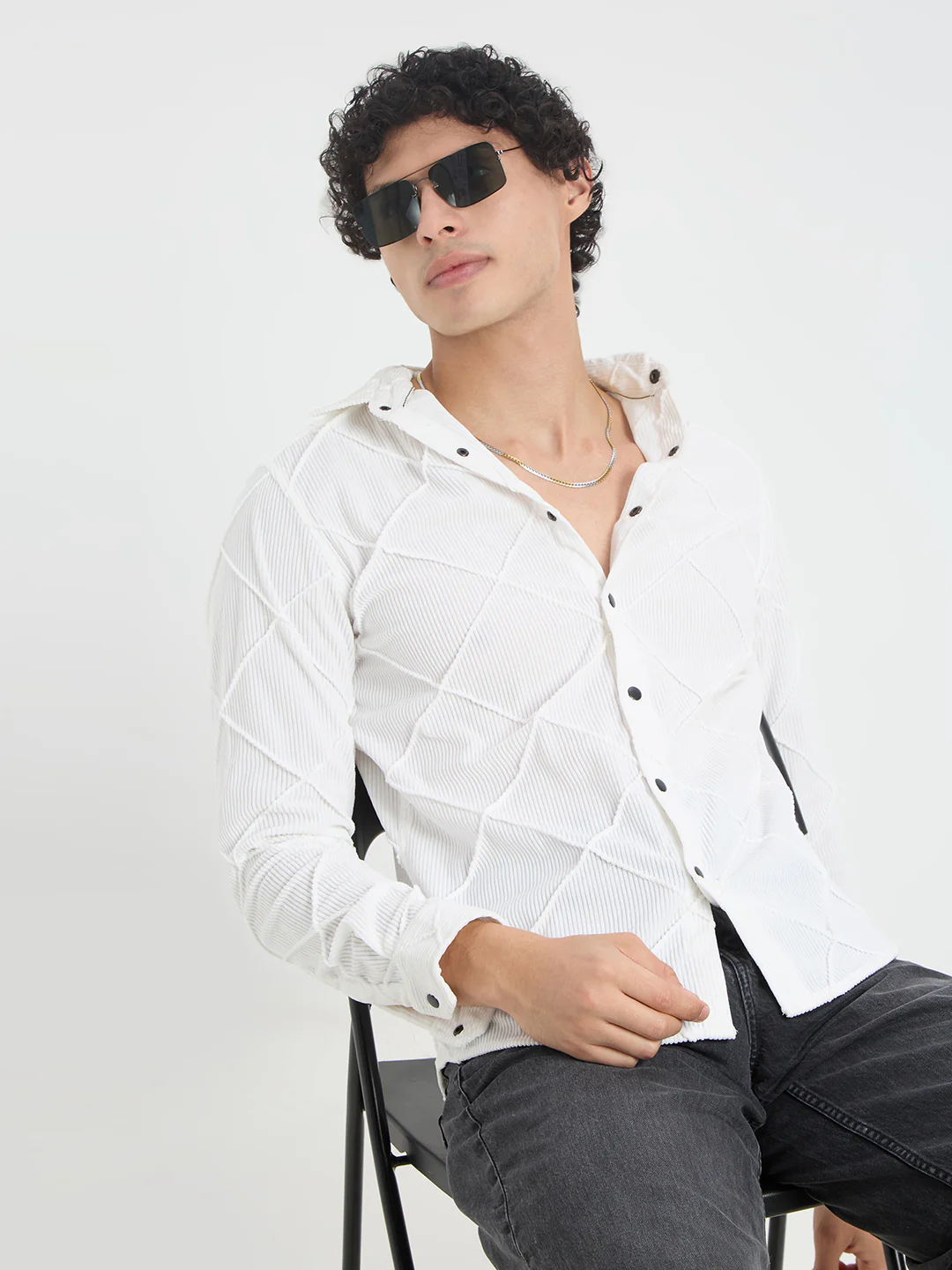 Snow White Textured Corduroy Shirt - Image 4