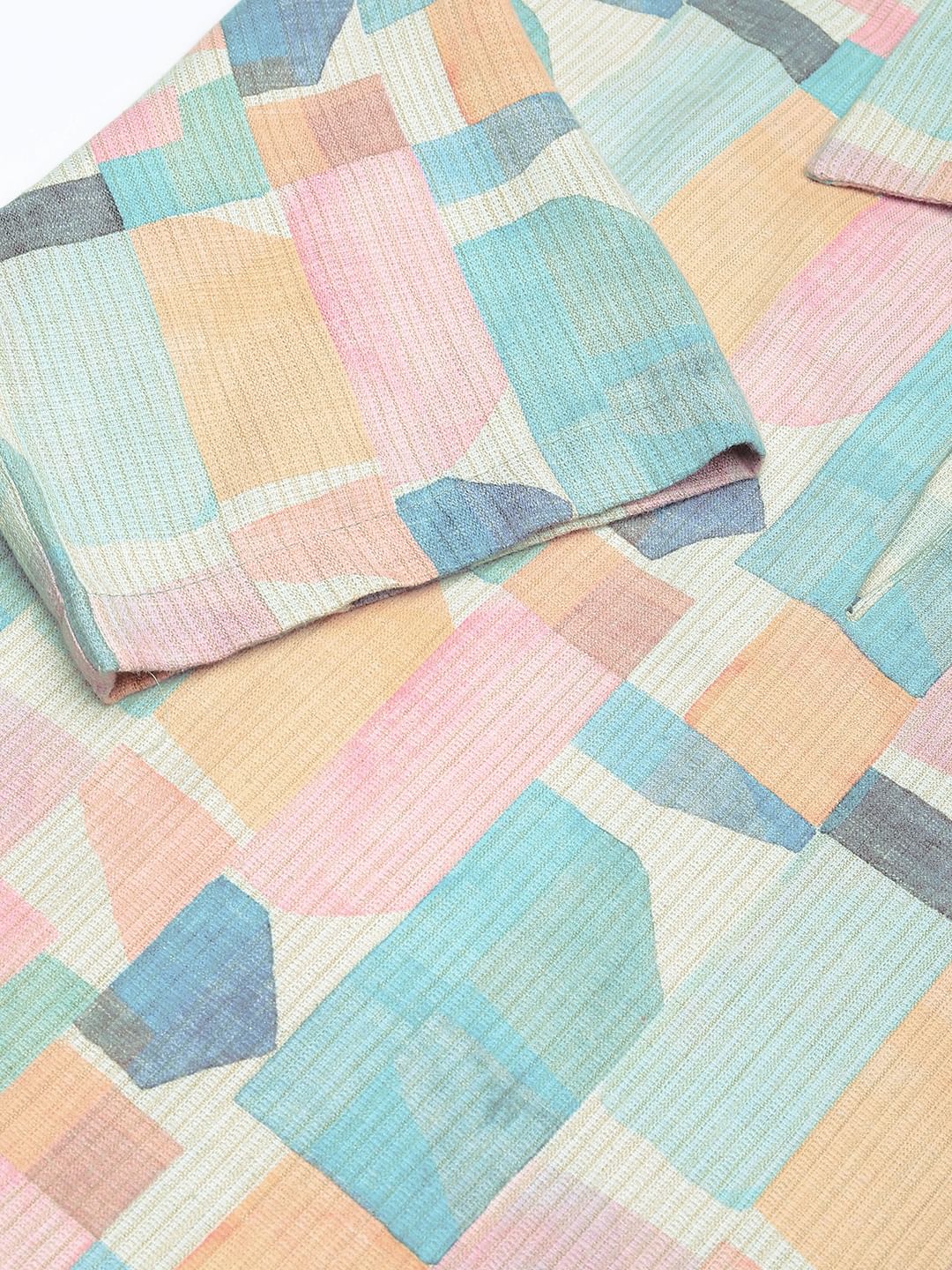 Soft Pastel Hues Abstract Printed Oversized Polo Shirt - Image 9