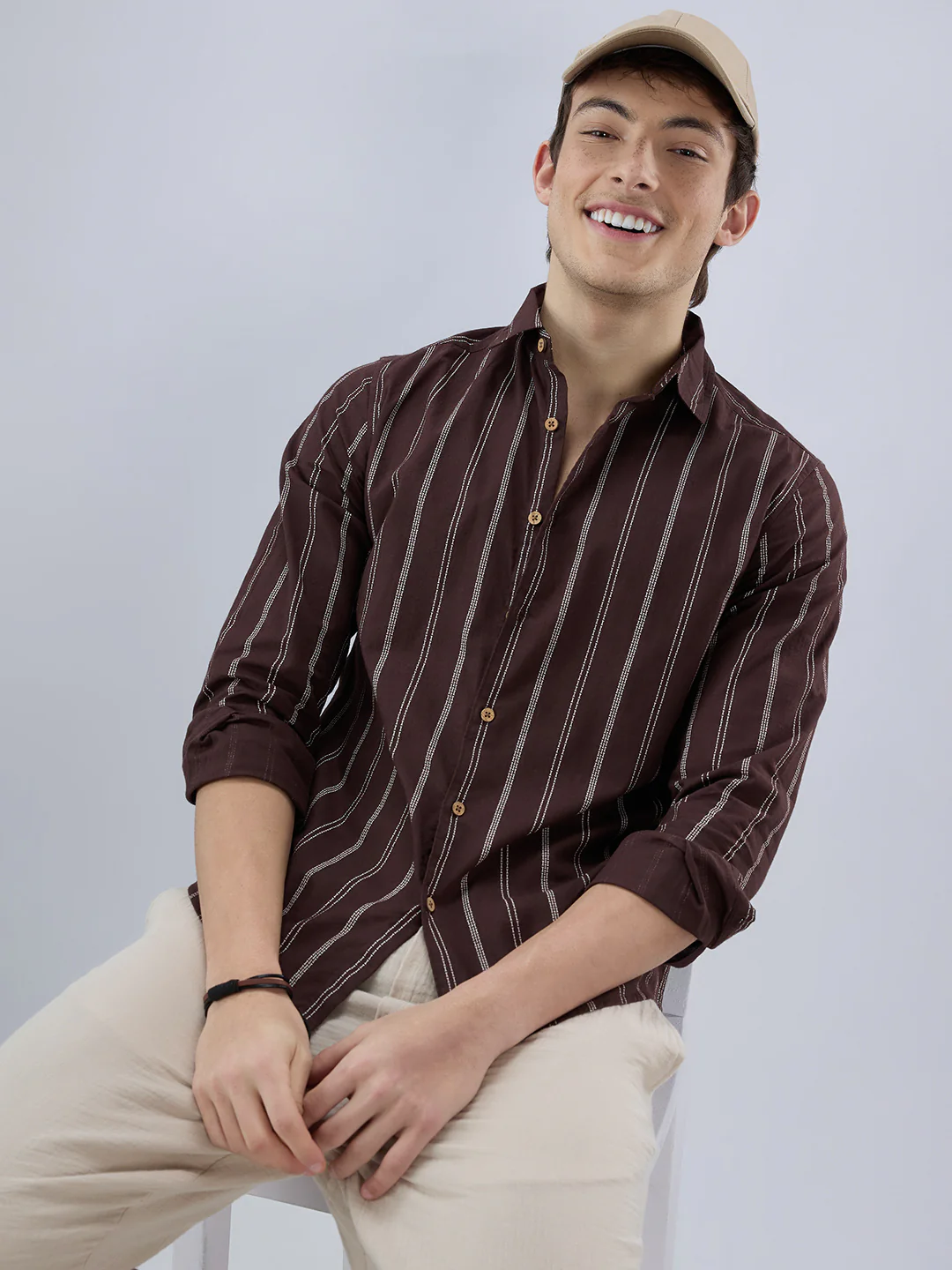 Walnut Brown Striped Shirt